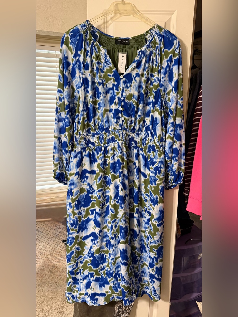 Lane Bryant Blue and Olive Midi Dress